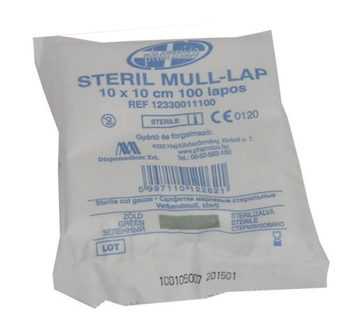 Mull lap 10x10 steril VÁGOTT