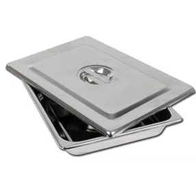 Rozsdamentes műszertálca fedéllel sarkos 30x19 cm