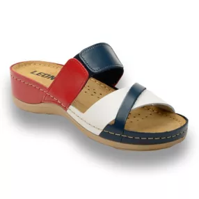 Papucs női COMFORT 909 piros / fehér / kék 36