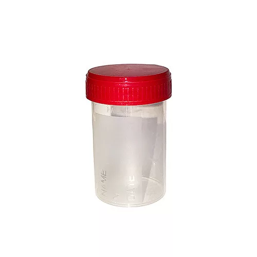Steril vizeletgyűjtő pohár csavaros fedéllel, 60 ml
