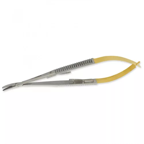 CASTROVIEJO tűfogó hajlított GOLD érdes végű, hajlított - 21cm