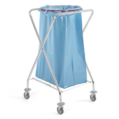 Szennyesgyűjtő kocsi króm, összecsukható - 120l