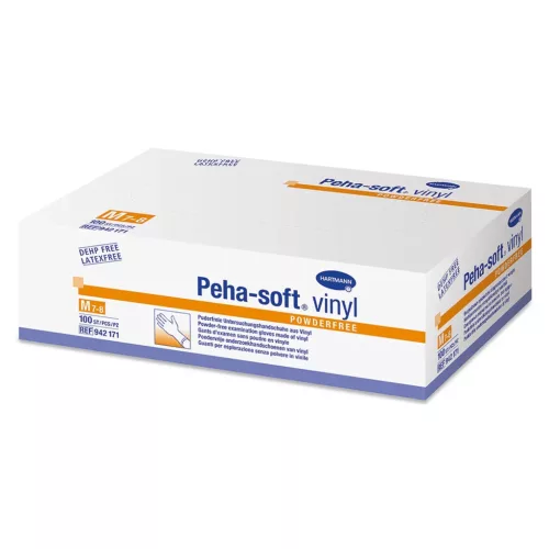Peha-soft vinyl, púdermentes vizsgáló kesztyű 100db