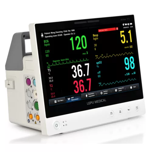 AIVIEW V12 többparaméteres betegőrző monitor, 13,3″, 5 elvezetéses EKG-val