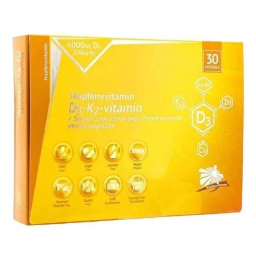 Napfényvitamin D3-K2-vitamin és szerves cink-réz komplex prebiotikummal 30db