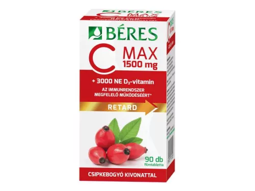 Béres C-vitamin 1500 mg csipkebogyó + D3-vitamin 90db