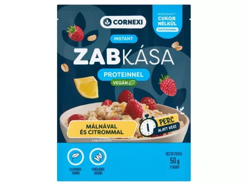 Cornexi málnás-citromos protein zabkása édesítőszerrel, vegán 50g
