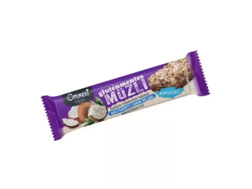 Cornexi gluténmentes müzliszelet hcn kókuszos ízű, kakaós tejbevonó talppal 25 g