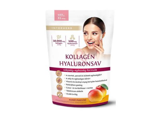Interherb Kollagén & Hyaluronsav italpor Mangó-Puncs ízű 403g