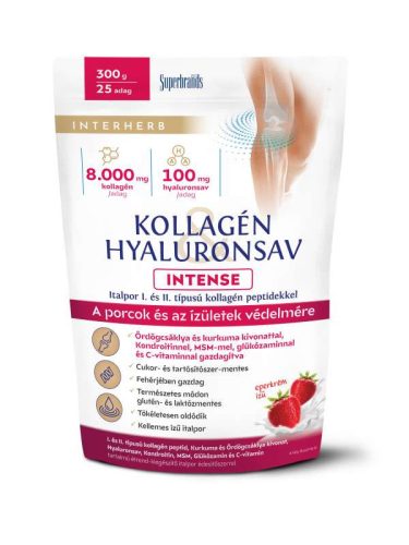 Interherb Kollagén & Hyaluronsav Intense Porcépítő Italpor Málna ízű 300 g