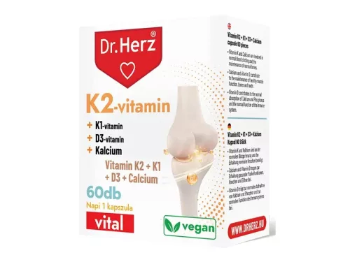 Dr. Herz K2 vitamim 150 mg + K1 vitamin+ D3 Vitamin+ Kalcium 60 db kapszula