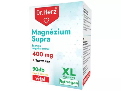 Dr. Herz Magnézium Supra 400mg+ Szerves cink kapszula doboz XL 90db