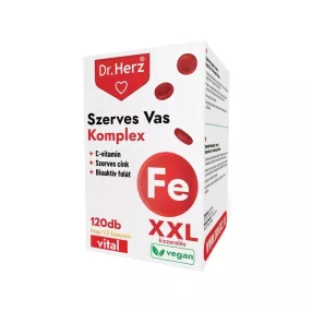   Dr. Herz Szerves Vas Komplex+ C-vitamin+Szerves cink+Folát kapszula doboz XXL