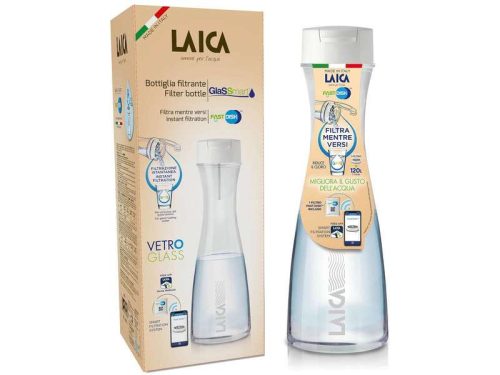 LAICA GlasSmart 1,1 literes üveg vízszűrő palack 1 db szűrő disk-kel