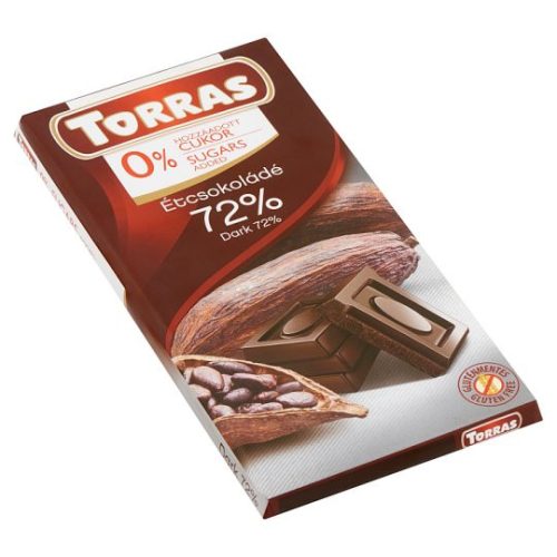 Torras Étcsokoládé 72% hozzáadott cukor nélkül 75g