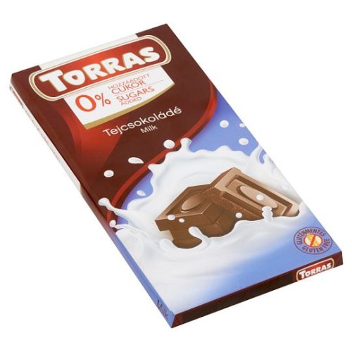 Torras Tejcsokoládé hozáadott cukor nélkül, édesítőszerrel 100g