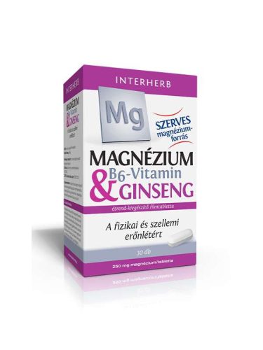 Interherb Magnézium 250mg & B6-vitamin & Ginseng tabletta 30 db