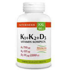 Interherb XXL 90 db K1+K2+D3 Vitamin komplex tabletta