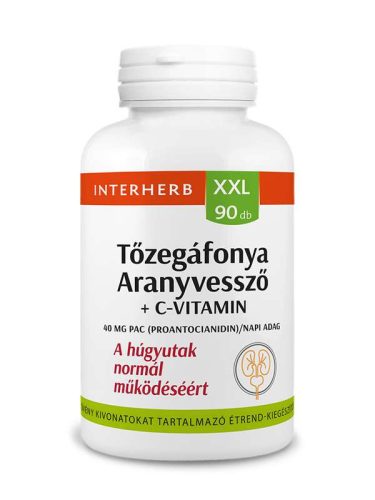 Interherb XXL 90 db Tőzegáfonya&Aranyvessző+C-vitamin kapszula