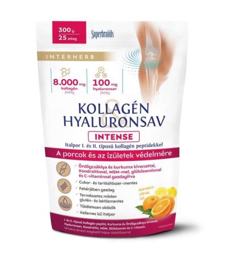 Inhterherb Kollagén & Hyaluronsav Intense Porcépítő Italpor Eperkrém ízű 300 g