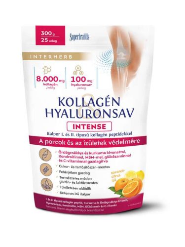 Inhterherb Kollagén & Hyaluronsav Intense Porcépítő Italpor Narancs-Citrus ízű 300 g