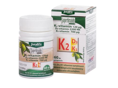 JutaVit K2 (120µg)+ D3(2200NE)+ K1(700µg) vitamin lágyzselatin kapszula 60db