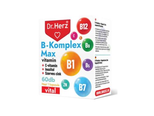 Dr. Herz B-Komplex Max+C-vitamin+Inozitol+Szerves Cink 60db kapszula