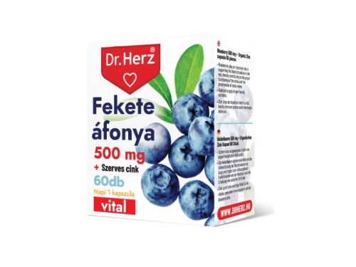 Dr. Herz Fekete Áfonya 500 mg + Szerves Cink 60 db kapszula