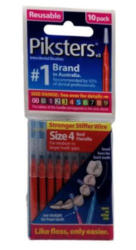 PIKSTERS FOGKÖZTISZTÍTÓ KEFE 4 PIROS 10X