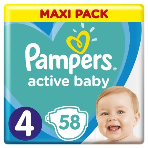 PAMPERS ACTIVE BABY 4 MAXI 9-14KG 58X