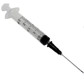   Fecskendő egyszer használatos 2,5 ml + 22 G 1 1/2 gumidugós