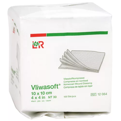 Vliwasoft nem steril 10 x 10 cm (100 db/doboz) 12064 sebfedő lap (lohmann)