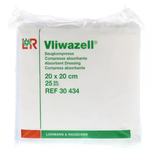 Vliwazell 20 x 20 cm (25 db/doboz) 30434 nem steril nedvszívó sebpárna (lohmann)