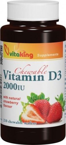 Vitaking D3-2000 vitamin 210 db-os darabos rágótabletta epres