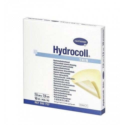 Hydrocoll thin 7,5 cm x 7,5 cm 10/doboz steril hydrocolloid kötszer vékony lappal (hartmann)