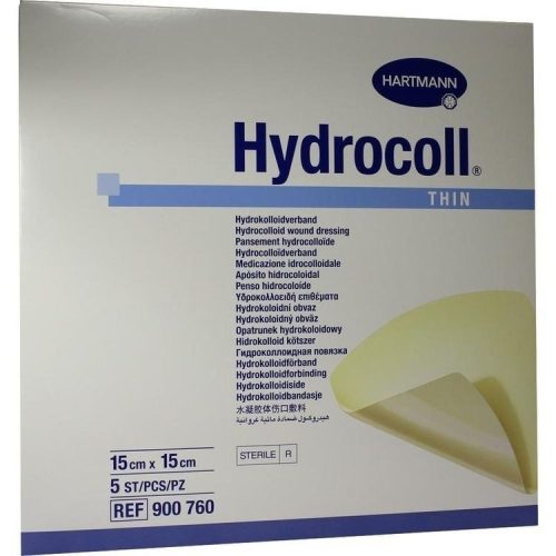 Hydrocoll thin 15 cm x 15 cm steril hydrocolloid kötszer vékony lappal (hartmann)