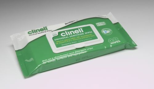 Clinell univerzális fertőtlenítőkendő 20x20 cm (kéz, felület és eszköz fertőtlenítésre)