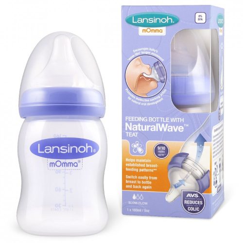 Lansinoh momma cumisüveg 160 ml lassú folyású etetőcumival