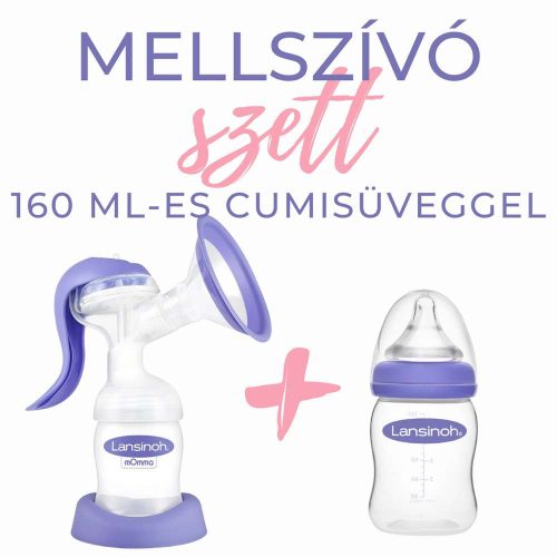 LANSINOH KÉZI MELLSZÍVÓ 2 FÁZISÚ+ 1DB 160 ML CUMISÜVEG