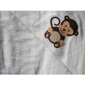   Baby bruin frottír fürdőlepedő kapucnis 80 x 120 cm fehér különböző mintával