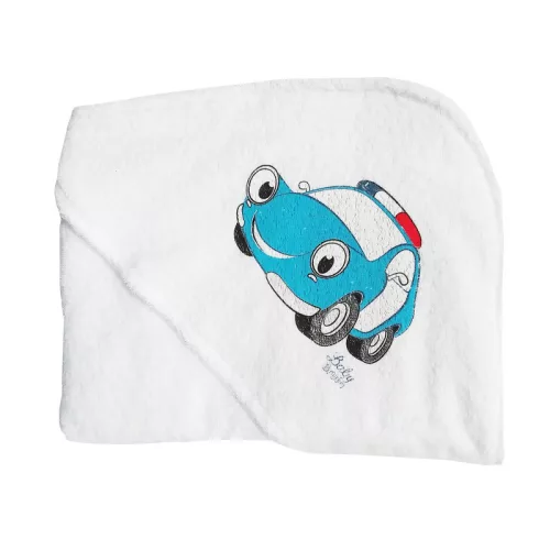 Baby bruin frottír fürdőlepedő kapucnis 80 x 120 cm fehér különböző mintával