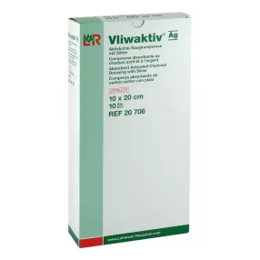   Vliwaktiv ag steril 10 x 20 cm 20706 aktív széntartalmú nedvszívó ezüsttel szívópárna (lohmann)