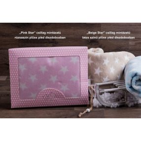   Naturtex pink star csillag mintázatú plüss pléd 100x75 cm