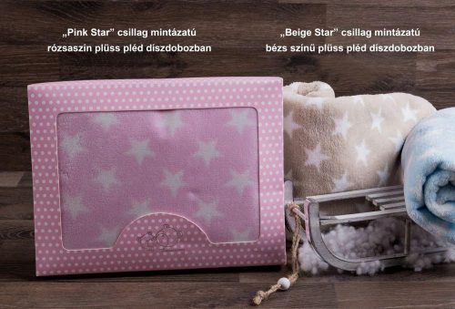 Naturtex pink star csillag mintázatú plüss pléd 100x75 cm