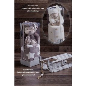   Naturtex szürke majom plüss (15 cm)+plüss pléd 100x75 cm (PVC dobozban)
