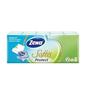   Zewa softis protect antibakteriális papírzsebkendő 10 x 9 darab/csomag