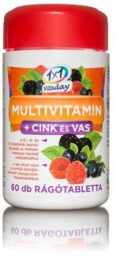 1x1 Vitaday multivitamin + Cink és Vas 60 db-os rágótabletta