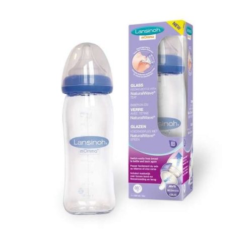 Lansinoh momma cumisüveg üvegből 240 ml közepes folyású etetőcumival