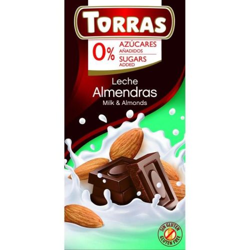 Torras mandulás tejcsokoládé hozzáadott cukor nélkül 75 gr (gluténmentes)