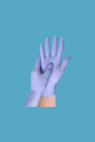 Hycare eco-silk nitril vizsgáló kesztyű L-es púdermentes 200 db/dob. lila